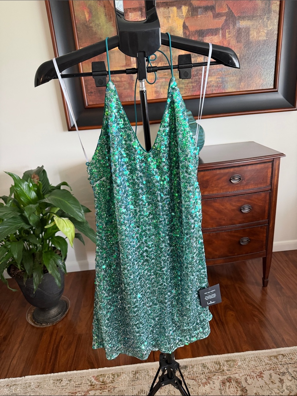 Lulu's Emerald Green Sequin Slip Dress